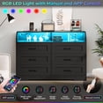 thumbnail image 6 of Afuhokles Dresser for Bedroom, 6 Drawer Dresser with LED Lights, Chest of Drawers with Storage Cubby, Black, 6 of 7