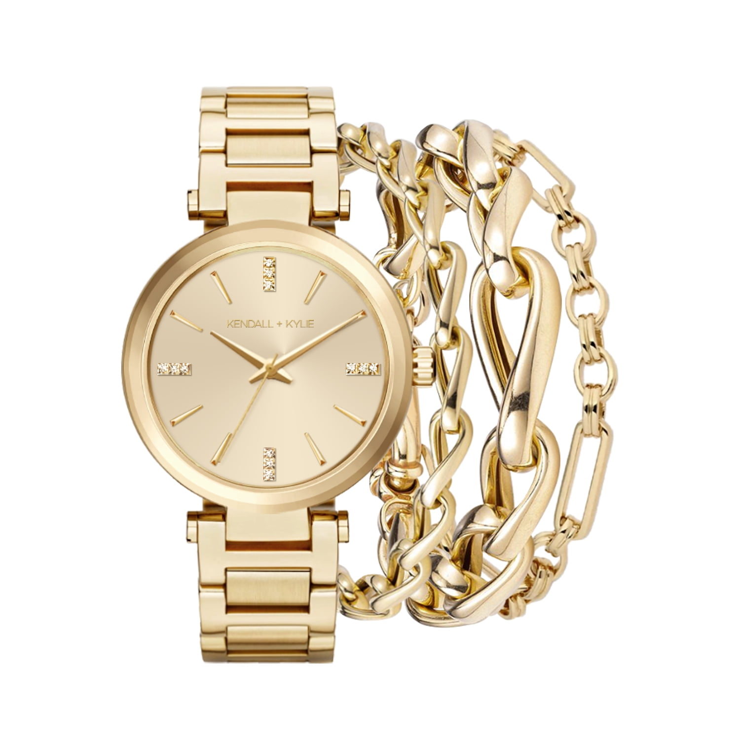 Kendall + Kylie Quartz Movement Gold Watch with Three Bracelets