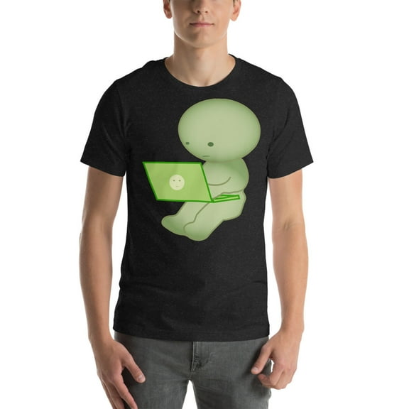 Cute Smiski Shirt – Kawaii Green Character Tee  (Black Heather, S)