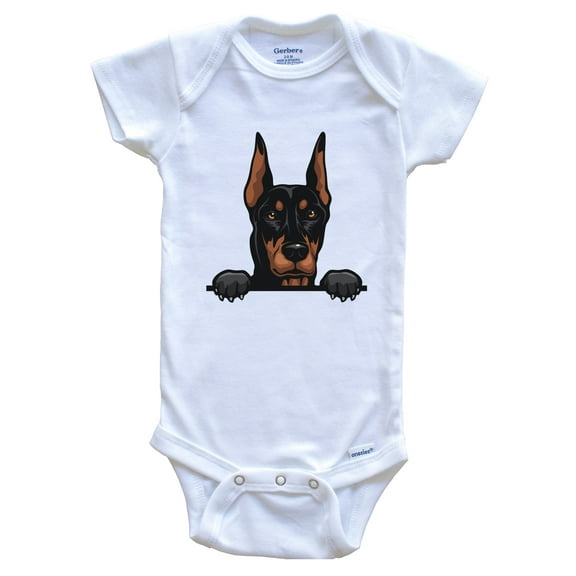 Doberman Pinscher Dog Breed Cute One Piece Baby Bodysuit, 3-6 months white