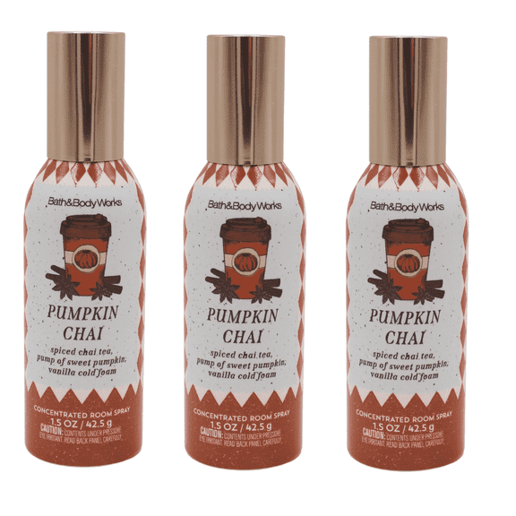 Pumpkin Chai Concentrated Room Spray by Bath & Body Works - Pack of 3 - New 2025 Packaging