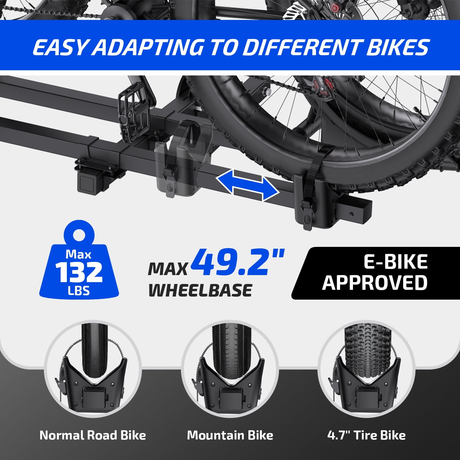 Free Shipping! Ozark Trail Hitch Platform Bike Rack with 132lbs Load  Capacity for 2 E-Bikes, 2'' Hitch Compatible - Walmart.com