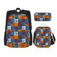 thumbnail image 1 of Balery colorful plaid Dinosaur Mochila escolar 3 en 1 para niños: mochila resistente con lonchera térmica y estuche para lápices. Mochila escolar para niños y niñas., 1 of 7