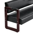 thumbnail image 4 of BarberPub Waiting Room Chairs,Bench with Backrest,Modern Style Leather Bench with Rivets, Faux Leather Armed Bench, Upholstered Bench for Living Room Office W423(Black), 4 of 9