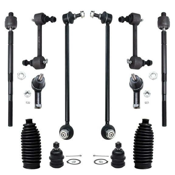 Detroit Axle - 12pc Front Suspension Kit for Hyundai Tiburon 03-08, Tie Rod Ends Lower Ball Joints Boots Front and Rear Stabilizer Sway Bars 2003 2004 2005 2006 2007 2008 Replacement