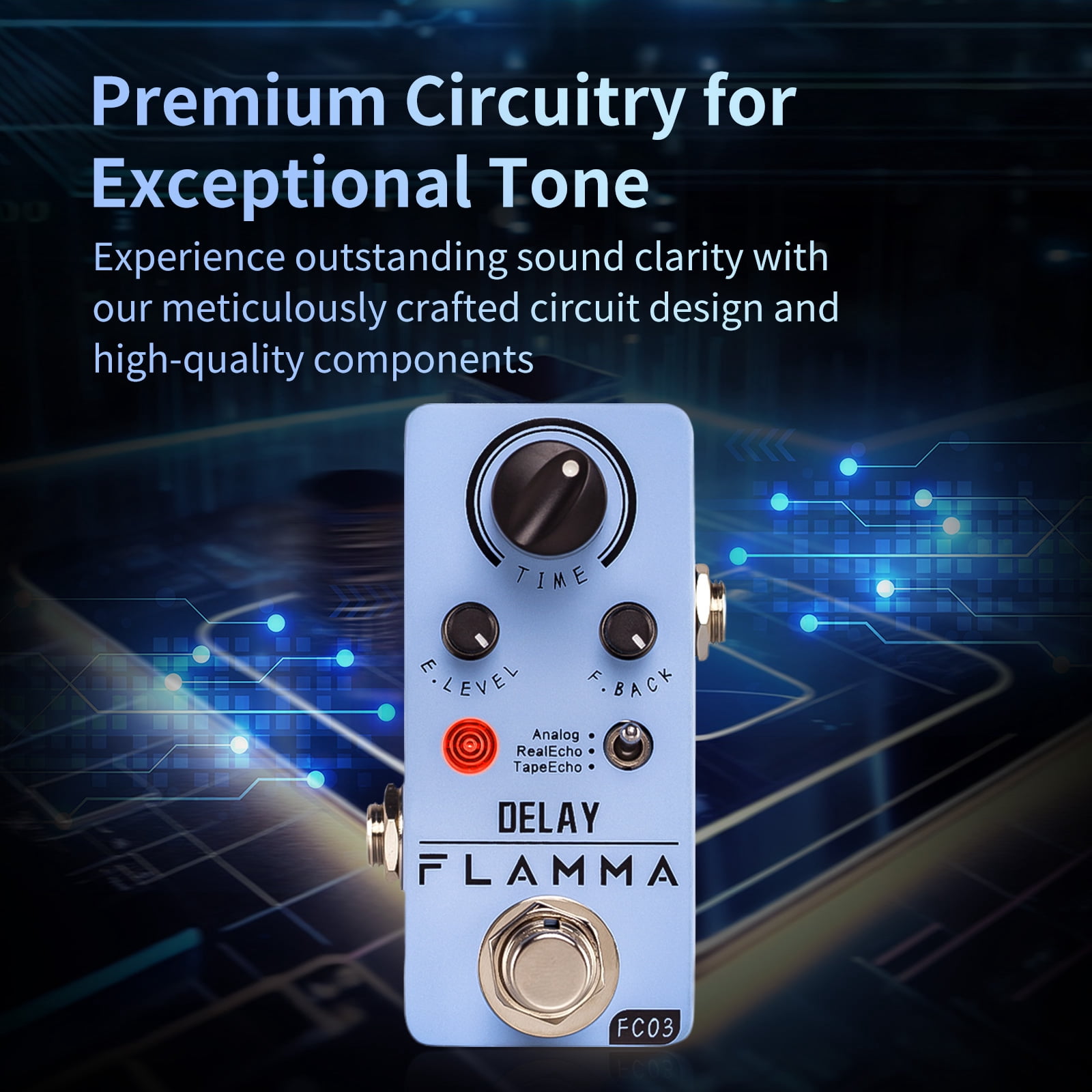 FLAMMA FC03 Delay Pedal Mini Digital Electric Guitar Effects Pedal with Analog Real Echo Tape Echo Delay True Bypass