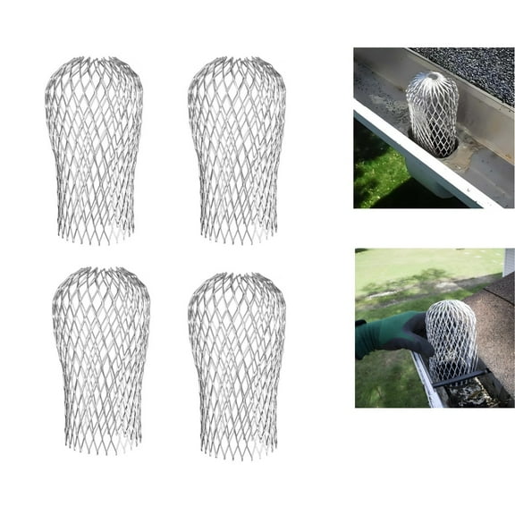 6.7X3.5In Gutter Downspout Protectors,4 Pack Durable Silver Leaf Gutter Strainer,Reusable Aluminum Downspout Guard