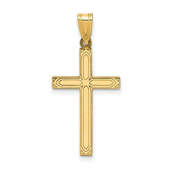 14k Yellow Gold Solid Cross Pendant