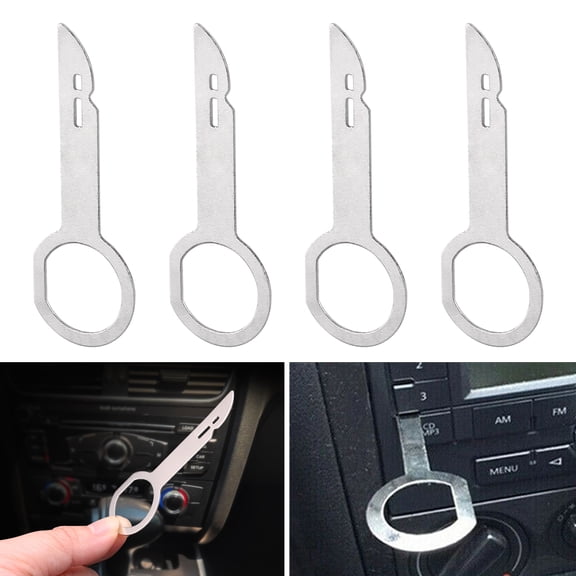 HUOEPU 4Pcs Radio Removal Tool key Set for Mercedes Benz for Ford for Volkswagen Steel DIN Head Unit Removal Tool,Car CD DVD Host Key Disassembly Tool