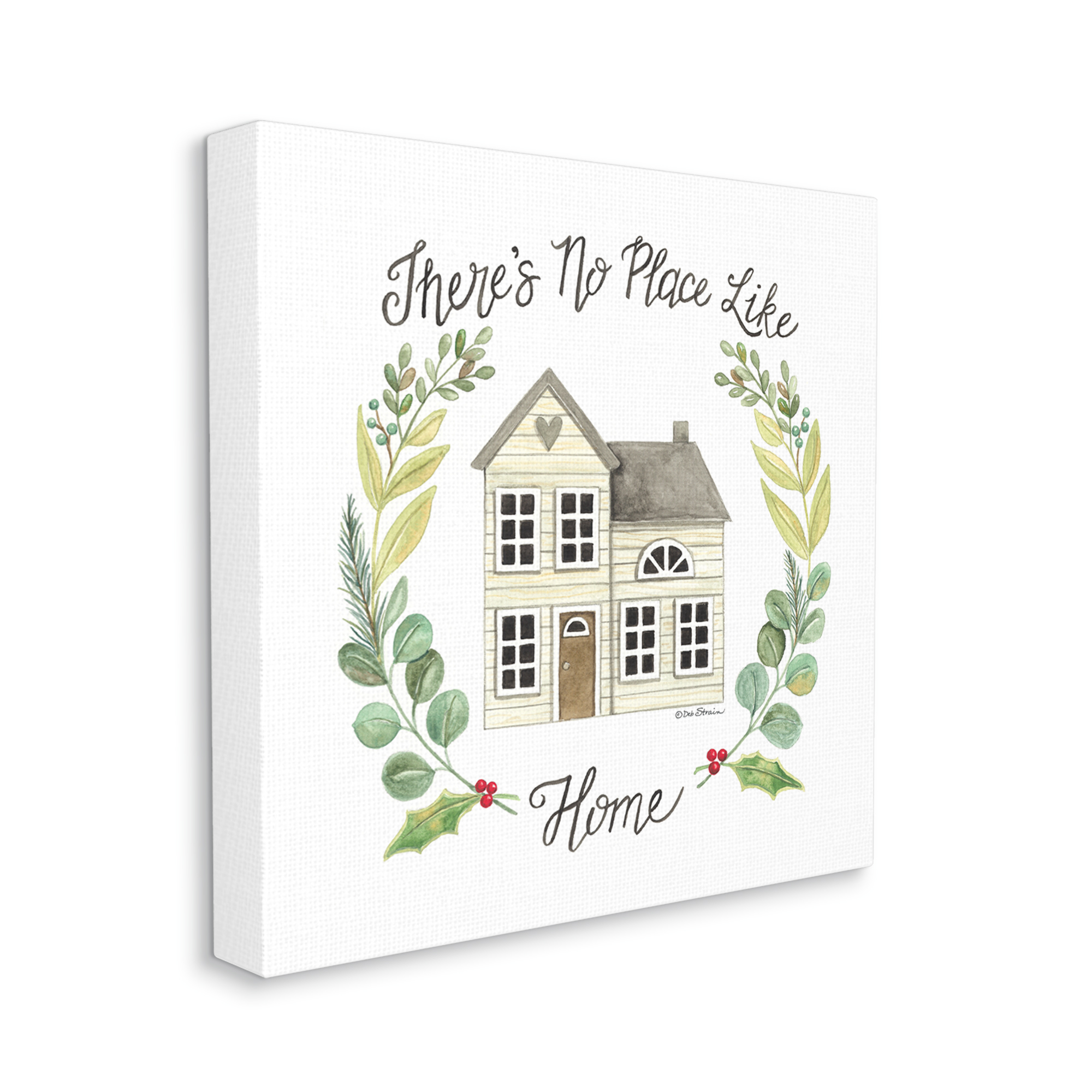 Stupell Industries No Place Like Home Casual House Leaf Laurel Graphic Art Gallery Wrapped Canvas Print Wall Art, Design by Deb Strain