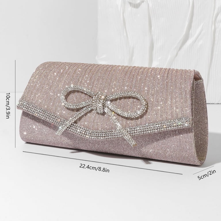 Bow Evening Bag Sparkly Clutch Purses for Women Wedding  display picture 2