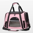 thumbnail image 1 of Bolsa de transporte para mascotas, bolsa de viaje para gatos, suave, de gran capacidad, con cierre de cremallera, correa para el hombro y tapete Rosa, 1 of 8