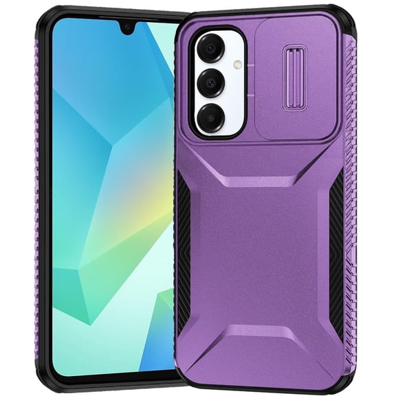 TJS for Samsung Galaxy A16 5G Phone Case, Slide Camera Cover Shockproof TPU PC Lens Protection Cover for Galaxy A16 5G (Purple)