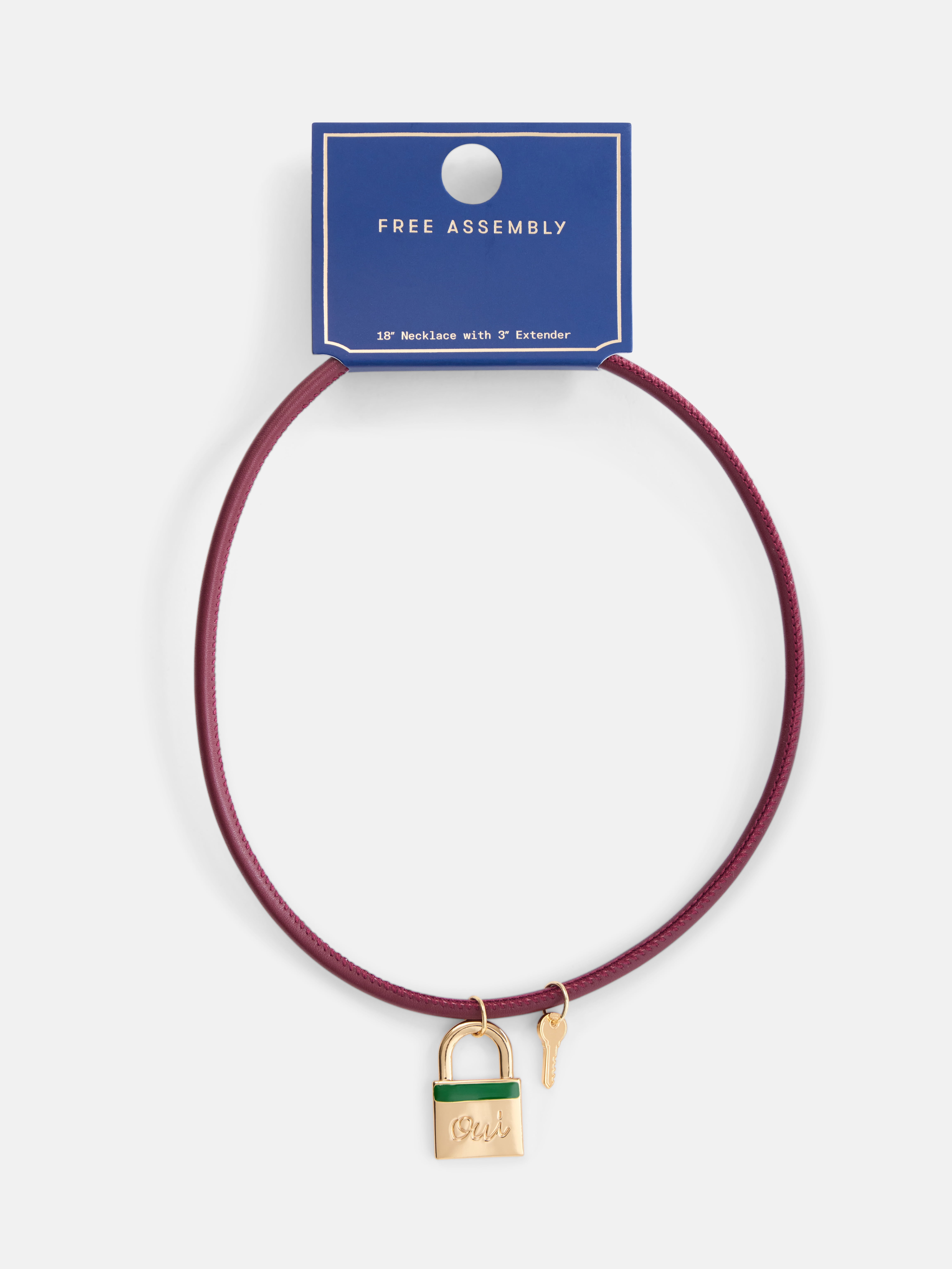Free Assembly Women's Faux Leather Pendant Necklace, 18" + 3" Extender