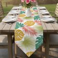 thumbnail image 6 of Colorful Palm Leaves Table Runner Linen Burlap Table Runner 120 Inches Long Tropical Botanical Summer Dresser Scarves for Kitchen Island Coffee Dining Room Party Wedding Holiday Decor 13"x120", 6 of 8