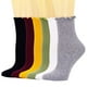thumbnail image 3 of Xiao Hua Calcetines de mujer, calcetines cortos casuales con volantes, calcetines náuticos de algodón de punto transpirables y frescos con volantes, 3 pares, blancos, 3 of 5