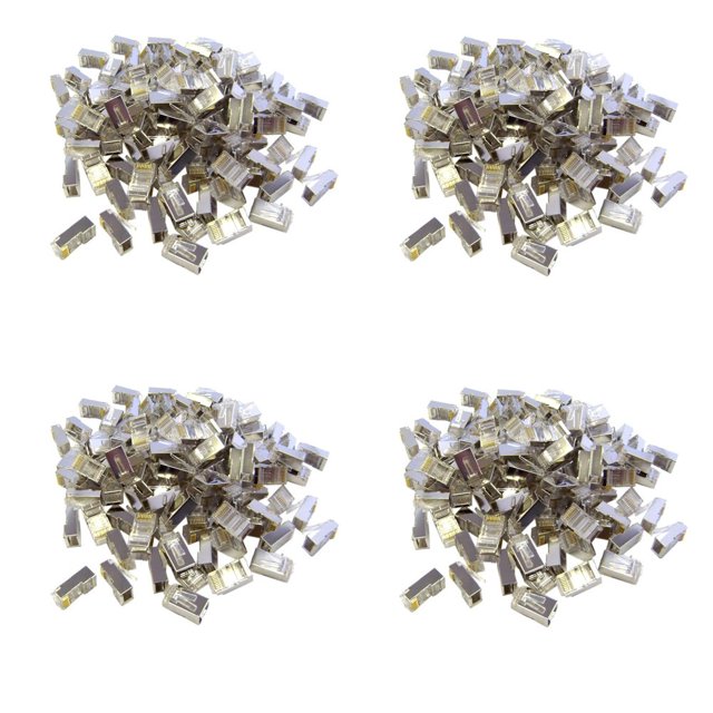 4 Bag Shielded Cat6 RJ45 STP 8P8C Crimp Connectors for Solid and Stranded Cable, 100 Pieces Per Bag, CNE459344