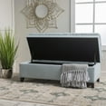 thumbnail image 3 of GDF Studio Heathbrooke Contemporary Tufted Storage Ottoman, Light Sky and Dark Brown, 3 of 5