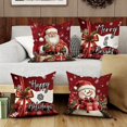 thumbnail image 5 of Funda de almohada con decoración navideña, diseño de Papá Noel y muñeco de nieve, adecuada para el hogar, la habitación, el sofá, regalo, 5 of 5