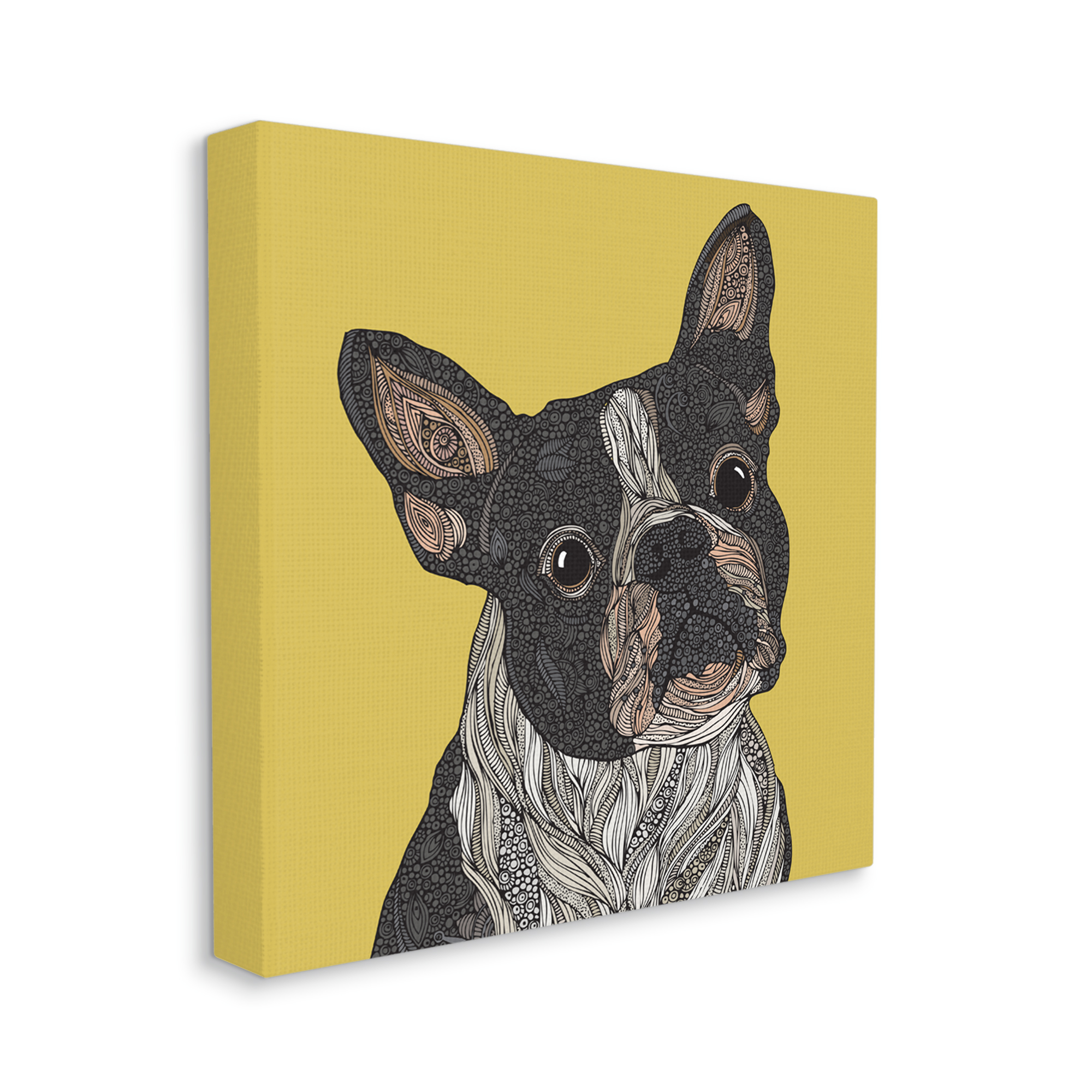 Stupell Industries French Bulldog Detailed Geometric Fractal Shapes Botanicals Graphic Art Gallery Wrapped Canvas Print Wall Art, Design by Valentina Harper