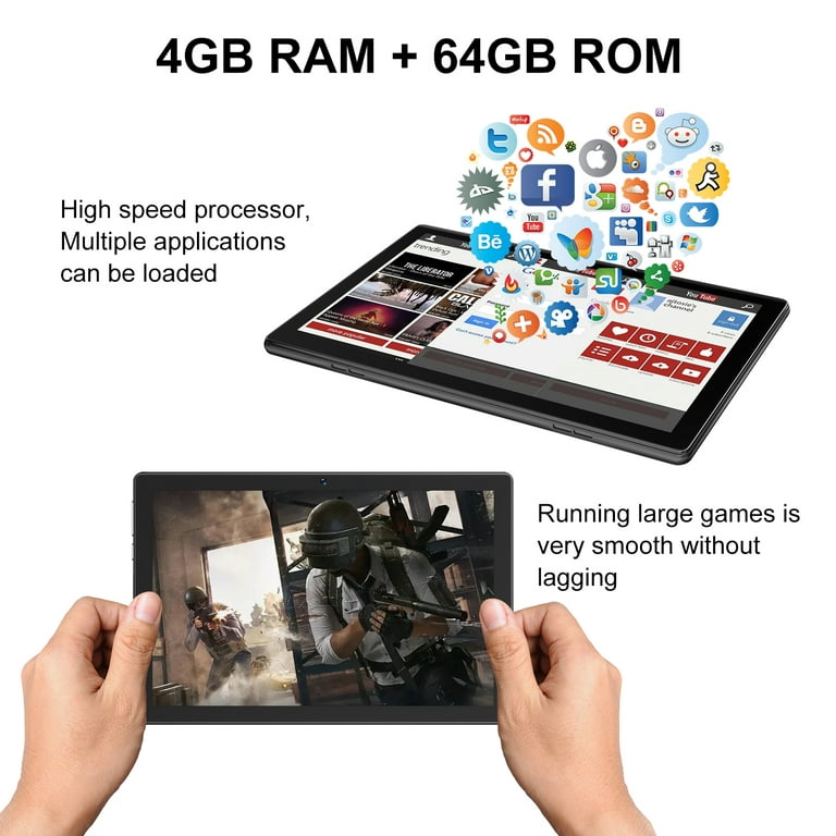 10 Inch Tablet, 64GB Storage Tablets, Android 11 Tab, 512GB Expandable,  8MP+2MP Camera, 1.5Ghz CPU Quad-Core Processor, 2GB RAM WiFi 6000mAh  Battery