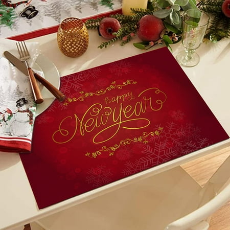 

Christmas Waterproof Mat Red Christmas Placemats For Dining Table 32 X 21 Cm Seasonal Winter Xmas Snowflakes Holiday Washable Table Mats