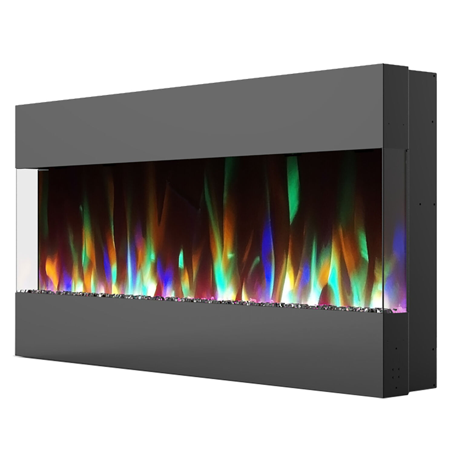 Hanover Fireside 42 In. Recessed/Wall-Mounted Electric Fireplace with Crystals and LED Color-Changing Display, Black
