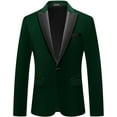 thumbnail image 2 of Wehilion 3pcs Mens Velvet Suits Slim Fit Peaked Lapel One Button Slim Fit Tuxedo Blazer  Dinner Jacket Vest Pants Suit Set, 2 of 7