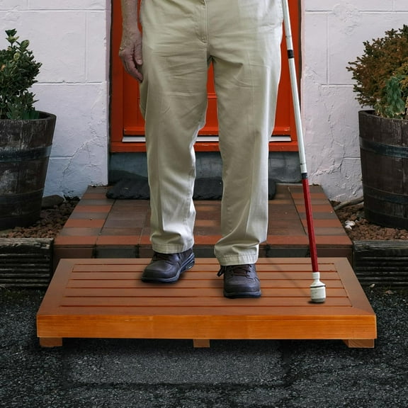 3.15" One Step Stool for Elderly (No Assemble Required)- Friendly Acacia Wood High Riser Step Stool for Bed - Wooden Mobility Stepping Stools for Adults, Kids/Bedside, Bathroom, Kitchen, Garden