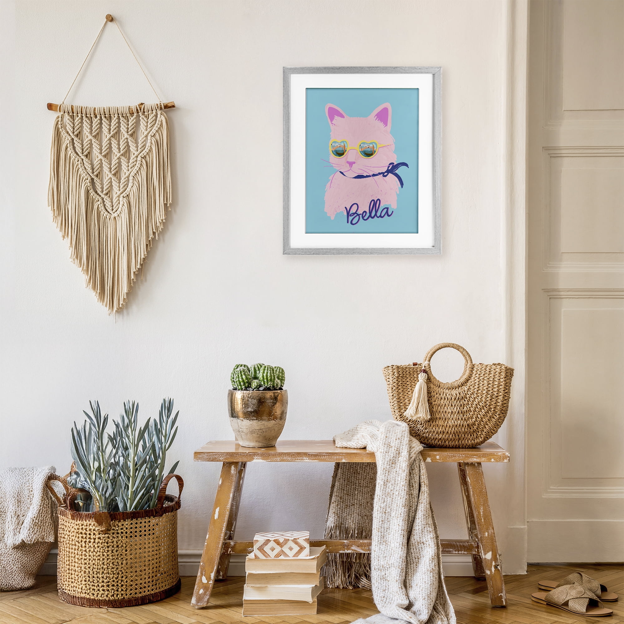 Stupell Industries Cool Cat Bella Gray Framed Print Under Glass, design by Steffanie Pisula