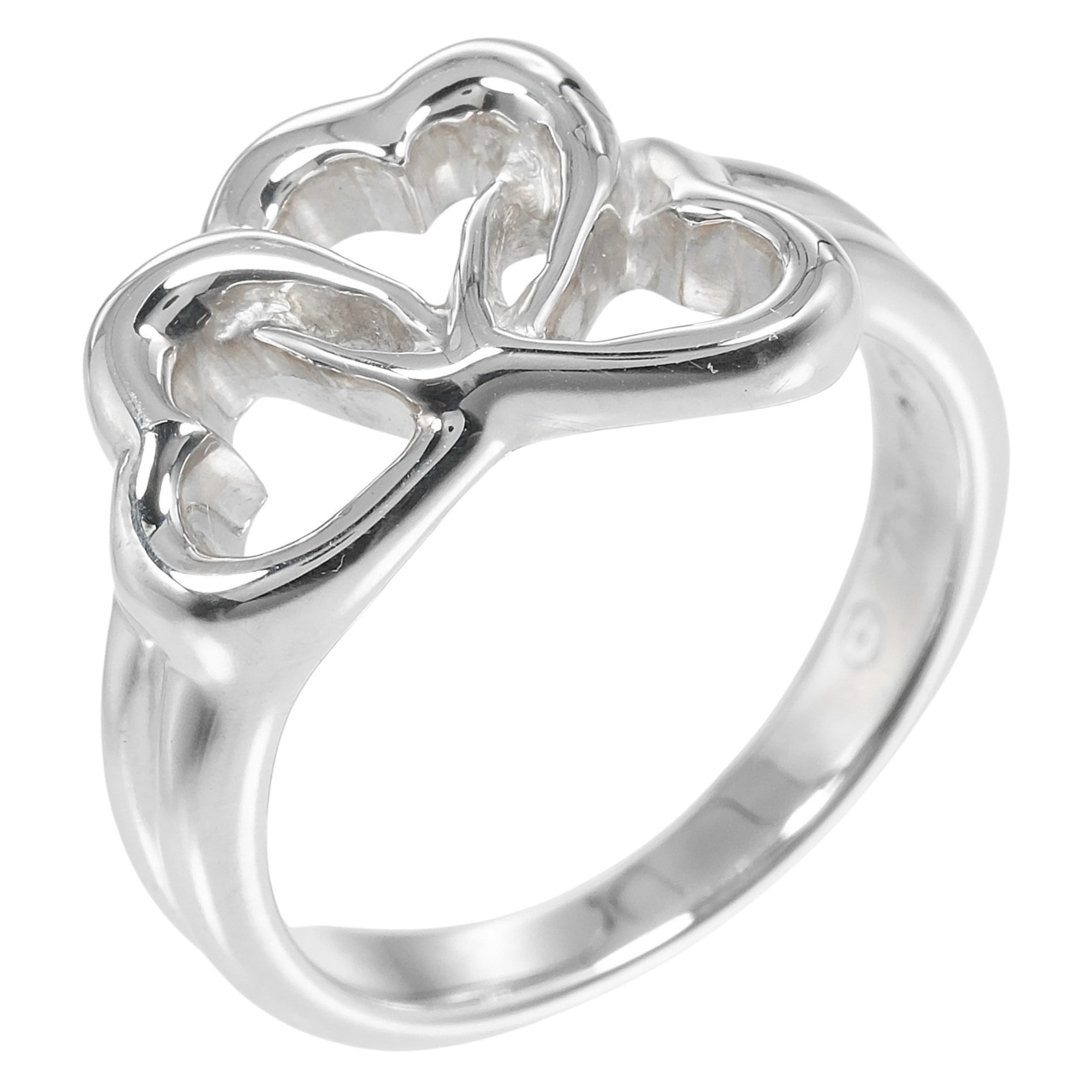 Pre-Owned Tiffany & Co. Triple Heart Ring, Size 7, Sterling Silver, Approx. 3.55g,... (Good)