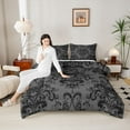 thumbnail image 4 of jejeloiu Gothic Damask Floral Bedding Comforter Set,Bohemian Moth Twin Comforter Sets,Black Victorian Baroque Bedding Set For Adult,Ultra Soft Home Decor Reversible,2-Piece, 4 of 8