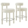 thumbnail image 2 of Modway Toulouse Boucle Fabric Counter Stool - Set of 2 in Ivory Silver, 2 of 10