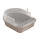 thumbnail image 3 of Caja de arena para gatos, inodoro para gatitos, orinal semicerrado, arena para gatos resistente de lados altos Gris XL, 3 of 9