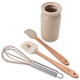 thumbnail image 3 of Cook With Color Ceramic Mini Crock Kitchen Utensil Set, Tan, 3 of 5