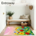 thumbnail image 3 of ODIKA 4'x6' Machine Washable Non-Slip Area Rug, Blooming Meadow Hook Artwork Creation High Traffic Rug, Red, 641038, 3 of 5