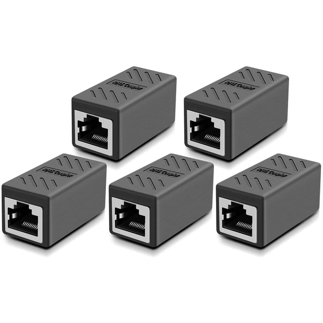 GFDYREE Network Cable Coupler, RJ45 Adapter - Shielded in-Line Coupler for Cat7/Cat6/Cat5e/cat5 Ethernet Cable Extender Connector - Ethernet Cable Connectors Female to Female(Gray-5 Pack)