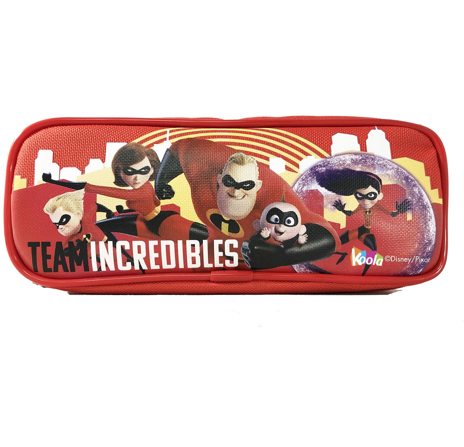 Disney Pixar Team Incredibles 2 Pencil Case Pouch Zippered bag School Supplies for Red color
