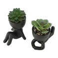 thumbnail image 4 of 2pcs Cute Human Shaped Mini  Succulent Flower Pots with Artificial Plants, Suitable for Home Decor, Office Decor, Shelf Decor, 4 of 8