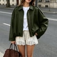 thumbnail image 4 of Stamzod Womens Fashion Leather Jacket Casual Batwing Sleeve Cropped Bomber Jacket Women 2026 Zip Up Fall Coats, 4 of 6