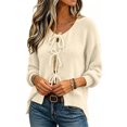 thumbnail image 6 of KICILVS Bow Tie Front Cardigan Women Long Sleeve Soft Knit Cropped Fit Sweater Elastic Cuffs Winter Bolero Top, 6 of 7