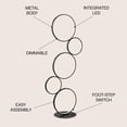 thumbnail image 3 of JONATHAN Y Pluto Stacked Circles 45" 5-Light Contemporary Modern Iron/Aluminum Integrated LED Floor Lamp, Black, JYL7103A, 3 of 6