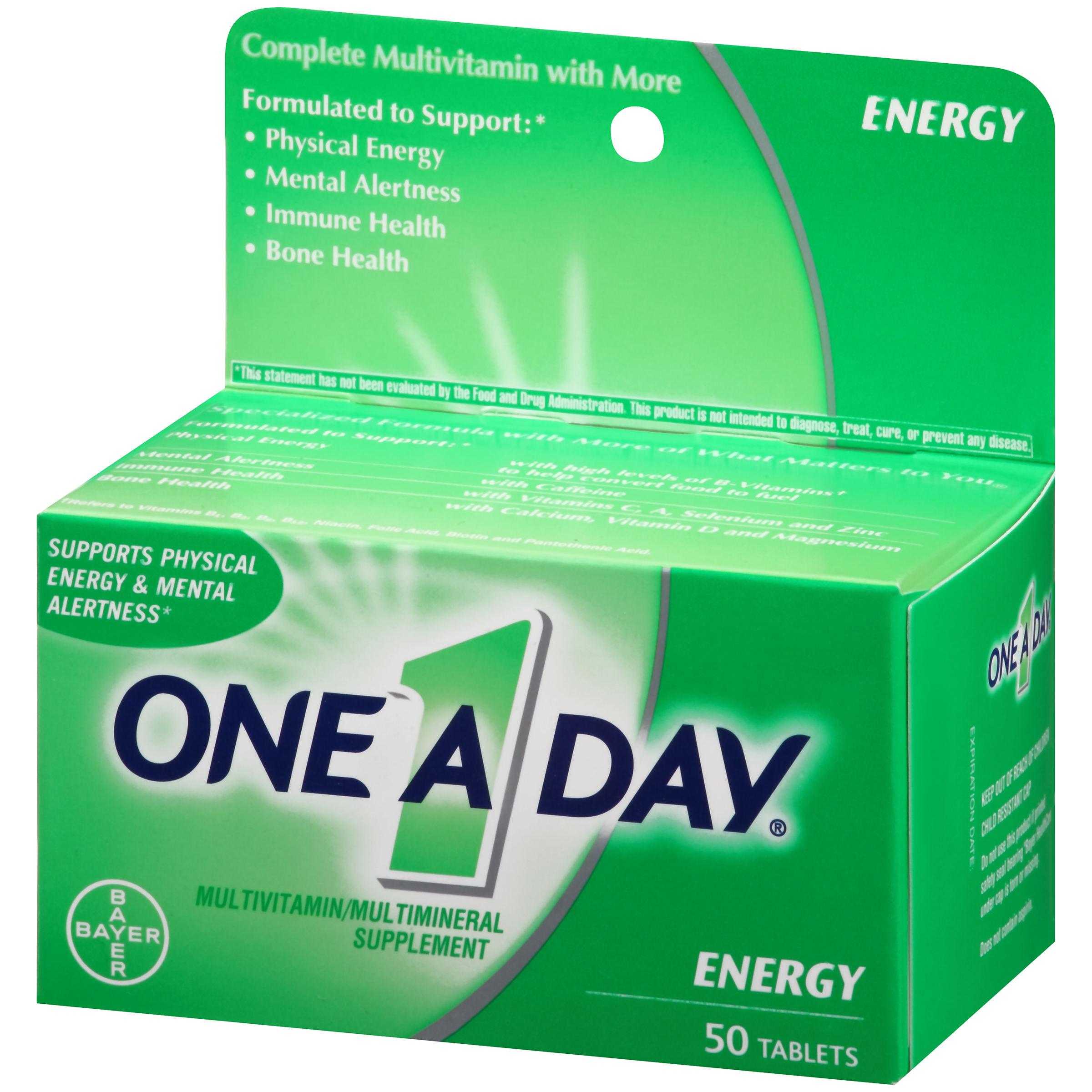 One A Day Energy, Multivitamin Supplement including Caffeine, Vitamins A, C, E, B1, B2, B6, B12, Calcium and Vitamin D, 50 ct. - image 4 of 5