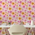 thumbnail image 2 of Ambesonne Flowers Peel & Stick Wallpaper for Home, Falling Aquarelle Floral, 13"x72", Magenta Earth Yellow Rose, 2 of 5