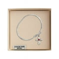 thumbnail image 3 of 5 3/4 inch Oval Eye Hook Bangle Bracelet w/ Cross medal charm w/ July Red Swarovski Crystal, 3 of 3