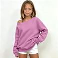 thumbnail image 2 of Vividxx Sweatshirts For Girls Off Shoulder Long Sleeve Sweatshirt Kids Solid Color Cozy Everyday Pullovers Tops Relaxed Fit Stylish Classic 3-4 Years, 2 of 5