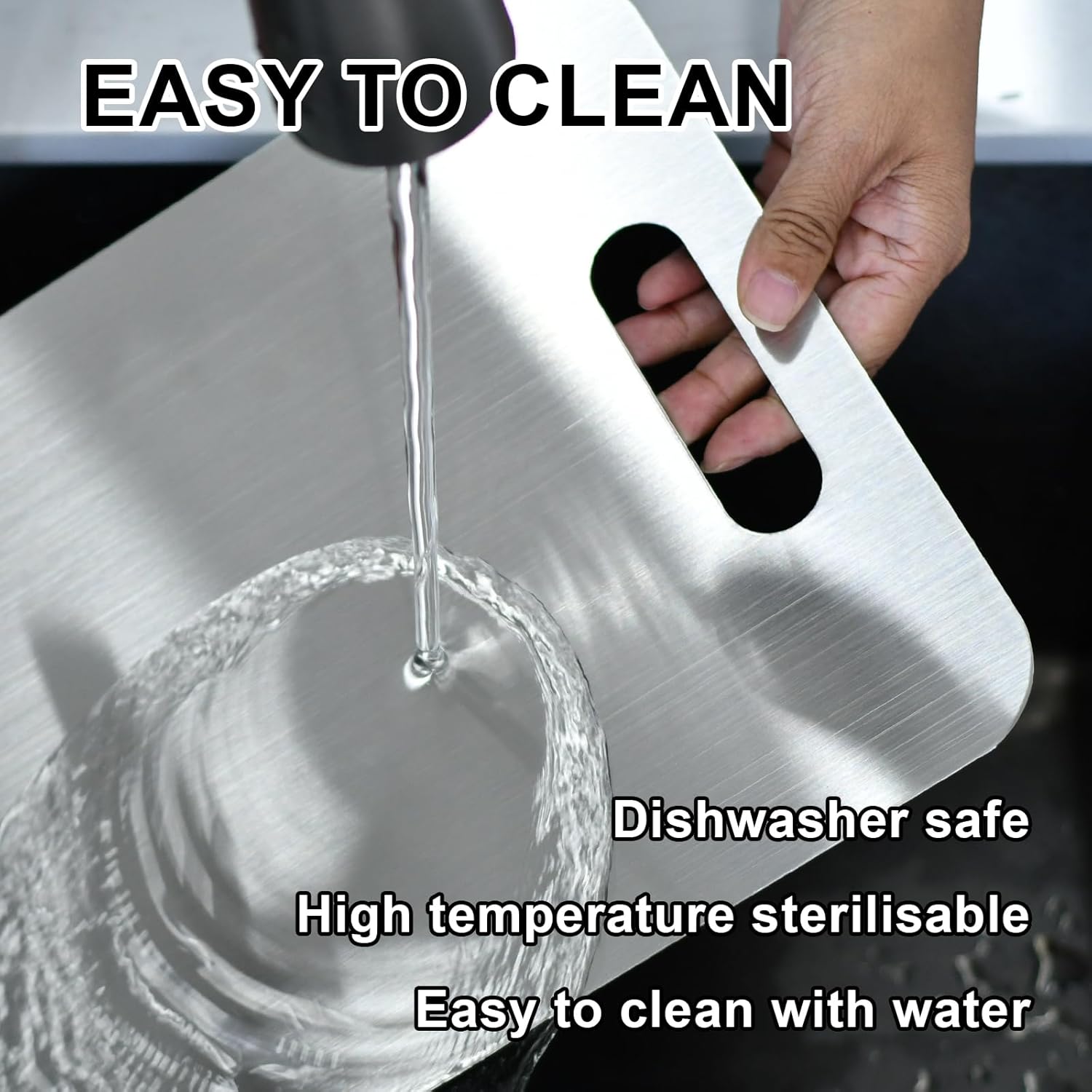 3PCS Stainless Steel Cutting Board Set, Double-Sided Metal Kitchen Chopping Boards, Food Grade Non Toxic, Burr-Free Edges, Dishwasher Safe for Meat Vegetables Fruits (S/M/L)