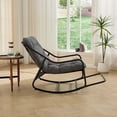 thumbnail image 4 of Outdoor Rocking Chair with Thick Cushion, Comfy Steel Frame Patio Rocker, Adjustable Swing for Living Room Reading Room, Black Frame, Gray, 4 of 16