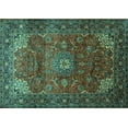 thumbnail image 1 of Ahgly Company Machine Washable Indoor Rectangle Persian Turquoise Blue Traditional Area Rugs, 6' x 9', 1 of 4