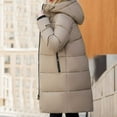 thumbnail image 4 of Women's Solid Color Casual Zipper Hooded Windproof Down Coat Fashion Keep Warm Jacket, 4 of 4